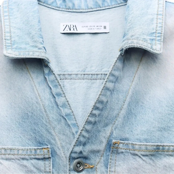 ZARA | Blue-Pink | Z1975 FADED PINK DENIM JUMPSUIT - Picture 7 of 11